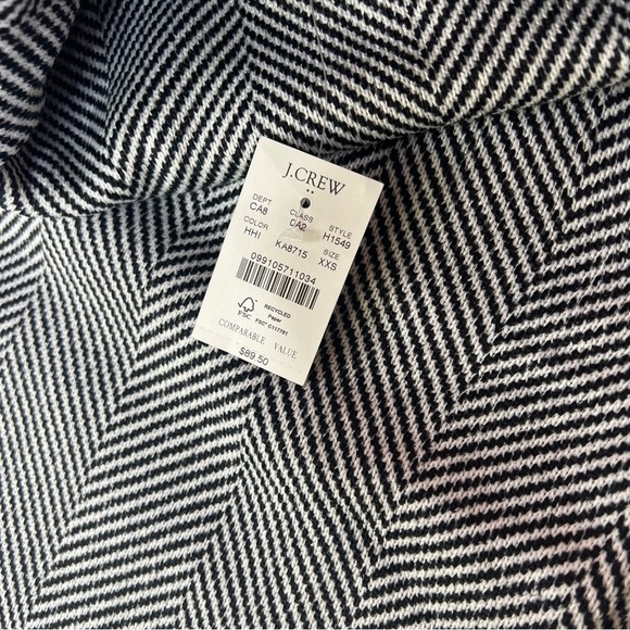 J. Crew XXS  Long Sleeve Funnelneck Pullover Black White Herringbone Turtleneck - Picture 4 of 7